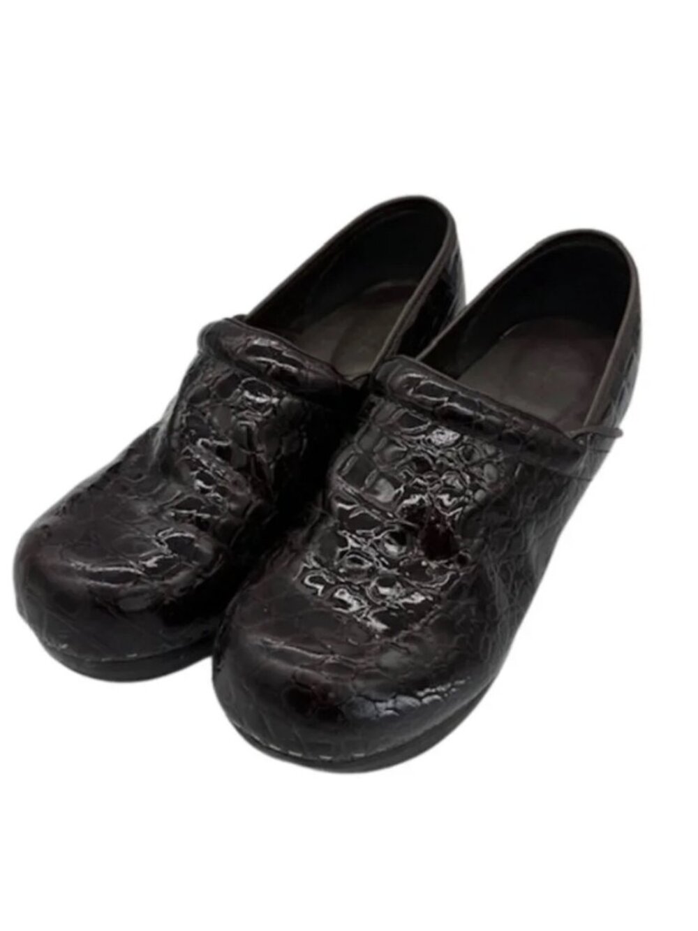 Croft & Barrow Black Croc Embossed Comfort Clogs Size 9M